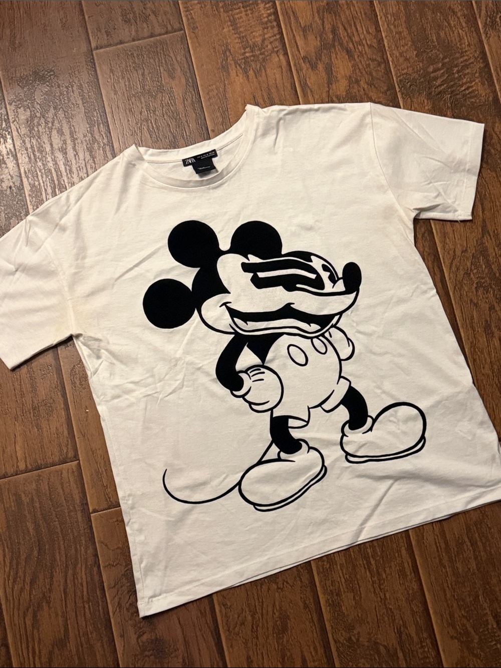 Psychedelic Unisex Zara White Short-Sleeve Tee Black Graphic velvet Mickey